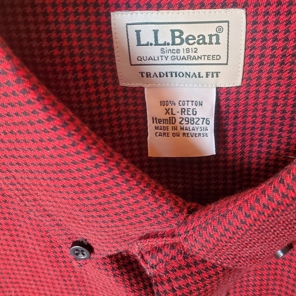 L.L. Bean Traditional Fit Flannel Rustic Red Hadth Long Slv Sz XL Shirt - Picture 10 of 17